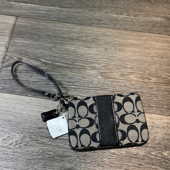 Coach Handbags - Coach Black and Gray Signature Wristlet